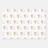 Gepersonaliseerde roze gouden heteluchtballonnen inpakpapier vel (Voorkant 2)