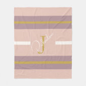 Gepersonaliseerde Roze Gouden Streep Monogram Chic Fleece Deken (Voorkant)