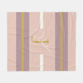 Gepersonaliseerde Roze Gouden Streep Monogram Chic Fleece Deken (Voorkant (Horizontaal))