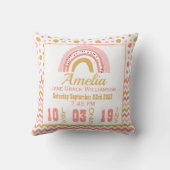 Gepersonaliseerde roze goudregenboog geboorte Stat Kussen (Achterkant)