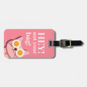 Gepersonaliseerde roze grappige kat Bagagelabel (Voorkant horizontaal)