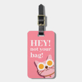 Gepersonaliseerde roze grappige kat Bagagelabel (Voorkant verticaal)