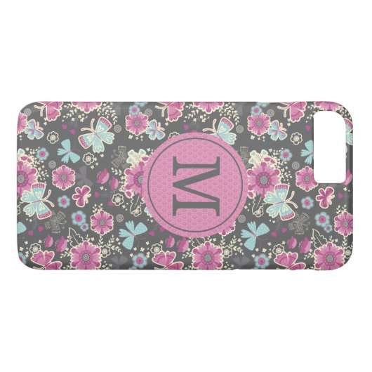 Gepersonaliseerde Roze Grijs  Bloem Case-Mate iPhone Case (Achterkant (Horizontaal))