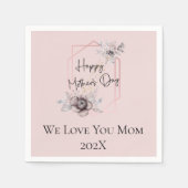 Gepersonaliseerde roze grijze Moederdag Servet (Voorkant)