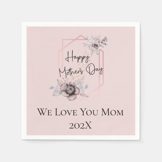 Gepersonaliseerde roze grijze Moederdag Servet (Voorkant)