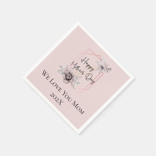 Gepersonaliseerde roze grijze Moederdag Servet (Hoek)