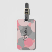 Gepersonaliseerde roze-grijze moleculen bagagelabe bagagelabel (Voorkant (verticaal))