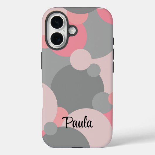 Gepersonaliseerde roze-grijze moleculen iPhone cas Case-Mate iPhone Case (Achterkant)