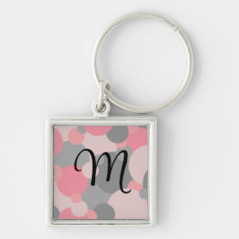 Gepersonaliseerde roze-grijze moleculen sleutelhan sleutelhanger