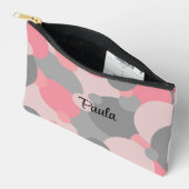 Gepersonaliseerde roze-grijze moleculen toilettas etui (Open)