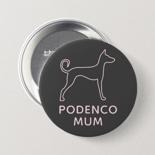 Gepersonaliseerde roze grijze Podenco Ronde Button 7,6 Cm (Voorkant /achterkant)