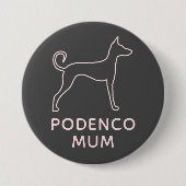 Gepersonaliseerde roze grijze Podenco Ronde Button 7,6 Cm (Voorkant)