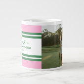 Gepersonaliseerde Roze & Groen Golf Custom foto Grote Koffiekop (Voorkant)