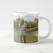 Gepersonaliseerde Roze & Groen Golf Custom foto Grote Koffiekop (Rechts)