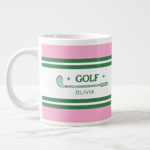 Gepersonaliseerde Roze & Groen Golf Custom foto Grote Koffiekop