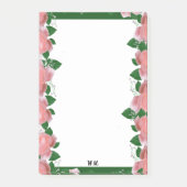 Gepersonaliseerde roze & groene bloemen post-it® notes (Voorkant)