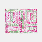 Gepersonaliseerde Roze/Groene Custom Name Collage  Fleece Deken (Voorkant (Horizontaal))