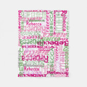 Gepersonaliseerde Roze/Groene Custom Name Collage  Fleece Deken (Voorkant)