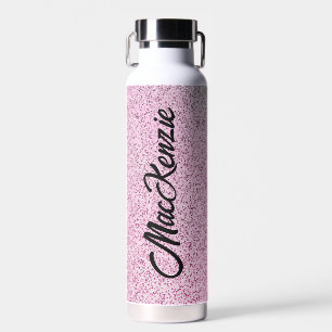 Gepersonaliseerde Roze & Groene Glitters Waterfles