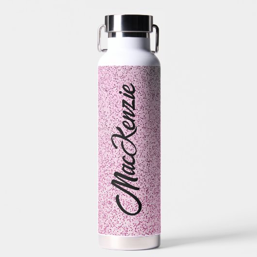 Gepersonaliseerde Roze & Groene Glitters Waterfles (Voorkant)