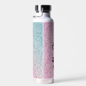 Gepersonaliseerde Roze & Groene Glitters Waterfles (Rechts)
