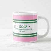 Gepersonaliseerde Roze & Groene Golf Custom Grote Koffiekop (Rechts)