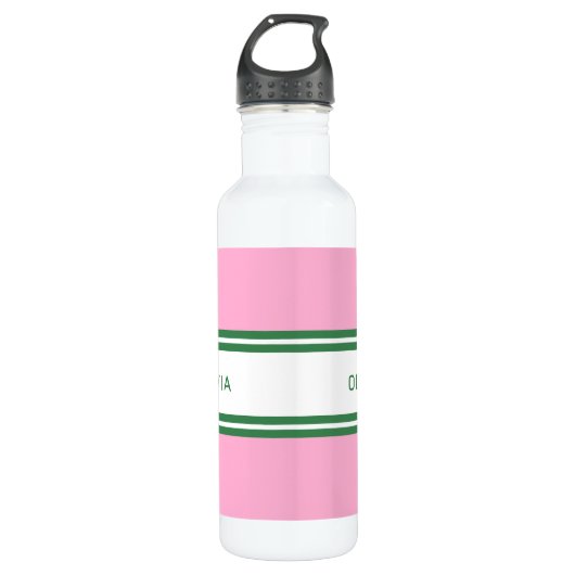 Gepersonaliseerde Roze & Groene Golf Custom Waterfles (Voorkant)