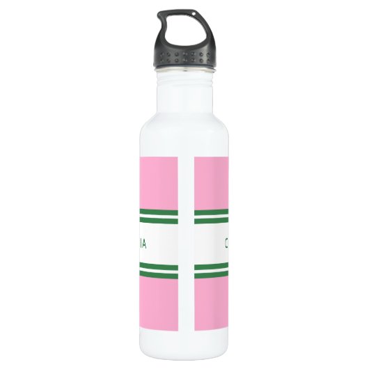 Gepersonaliseerde Roze & Groene Golf Custom Waterfles (Achterkant)