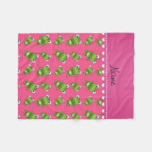 Gepersonaliseerde roze groene kikkers roze hartstr fleece deken (Voorkant (Horizontaal))