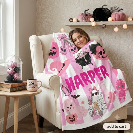 Gepersonaliseerde Roze Halloween Deken - Cute Roze