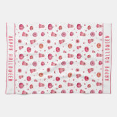 Gepersonaliseerde roze Halloween pompoenen Theedoek (Horizontaal)