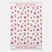 Gepersonaliseerde roze Halloween pompoenen Theedoek (Verticaal)