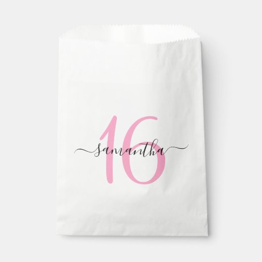 Gepersonaliseerde roze handtekening script Sweet 1 Bedankzakje (Voorkant)