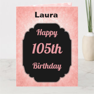 Gepersonaliseerde roze Happy 105th Birthday Kaart