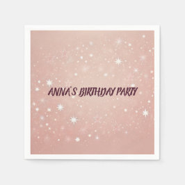 Gepersonaliseerde roze Happy Birthday servetten