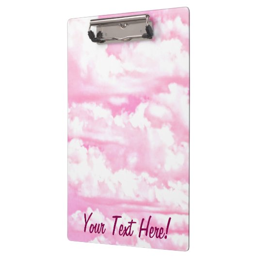 Gepersonaliseerde roze Happy Clouds Klembord (Links)