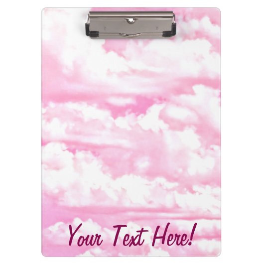 Gepersonaliseerde roze Happy Clouds Klembord (Voorkant)