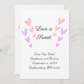 Gepersonaliseerde roze harsliefde is het zoete huw save the date (Voorkant / Achterkant)