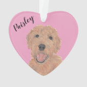 Gepersonaliseerde Roze Hart Abrikoos Gouden Doodle Ornament (achterkant)