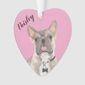 Gepersonaliseerde roze hart blauw fawn tricolo fra ornament (voorkant)