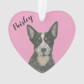 Gepersonaliseerde Roze Hart Blauwe Cattledog Heele Ornament (achterkant)