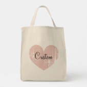 Gepersonaliseerde roze hart boodschappentas tote bag (Achterkant)