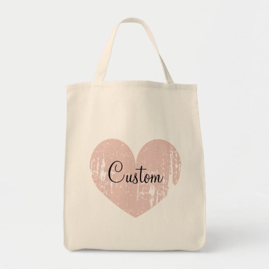Gepersonaliseerde roze hart boodschappentas tote bag (Voorkant)