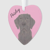 Gepersonaliseerde Roze Hart Chocolade Labrador Ornament (voorkant)