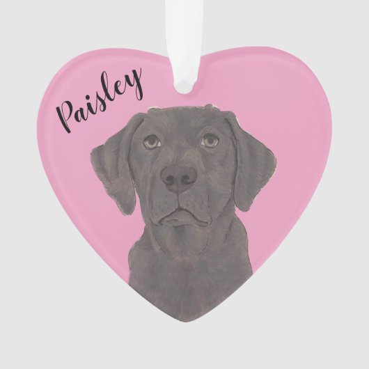 Gepersonaliseerde Roze Hart Chocolade Labrador Ornament (voorkant)