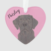 Gepersonaliseerde Roze Hart Chocolade Labrador Ornament (achterkant)