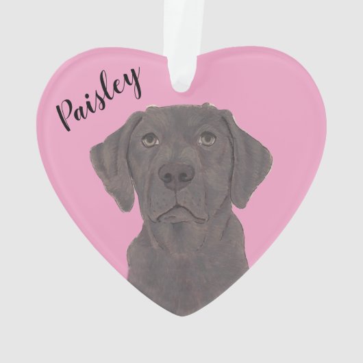 Gepersonaliseerde Roze Hart Chocolade Labrador Ornament (achterkant)