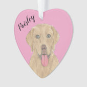Gepersonaliseerde Roze Hart Dudley Labrador Ornament (voorkant)