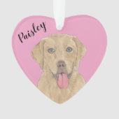 Gepersonaliseerde Roze Hart Dudley Labrador Ornament (voorkant)