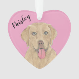 Gepersonaliseerde Roze Hart Dudley Labrador Ornament